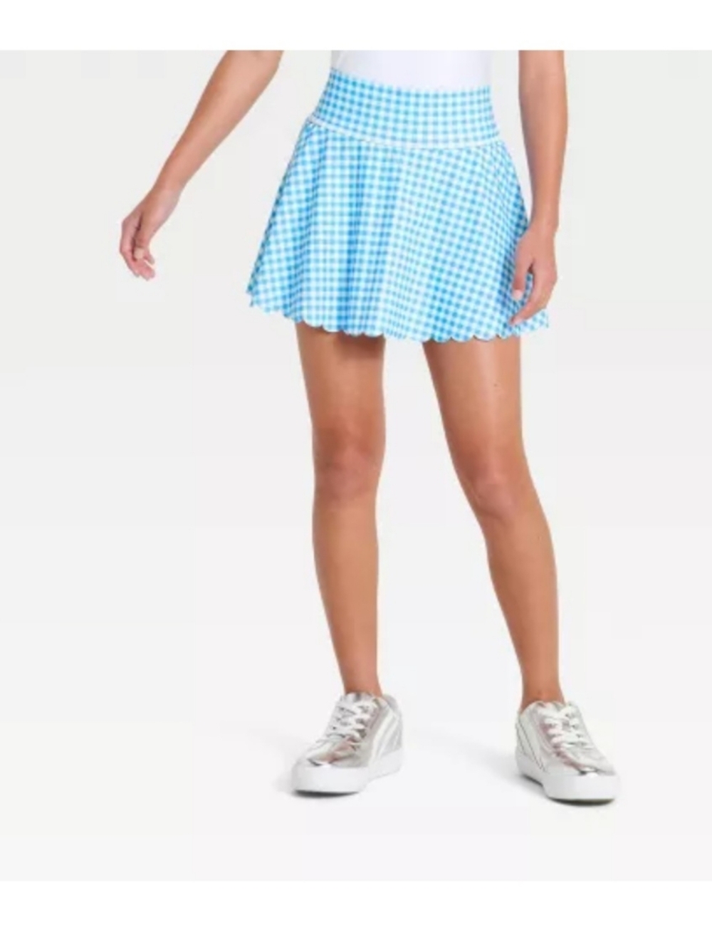 Girls' Active Scallop Skort - All In Motion™ Blue Gingham XXL